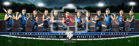 2019 Twin Creeks 8u Twisters Softball Team Banner